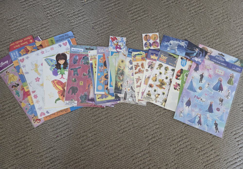 Disney, Pixar, & More Sticker Sheets - Frozen, Princess, Monsters Inc., Toy Story, Winnie the Pooh