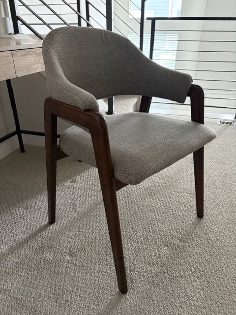 Mid-Century Modern Accent Chair – Walnut + Gray