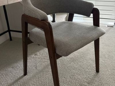 Mid-Century Modern Accent Chair – Walnut + Gray