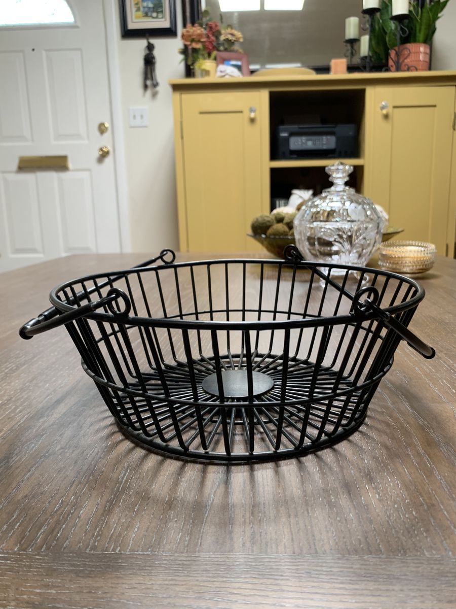 10” Black Metal Basket with Handles