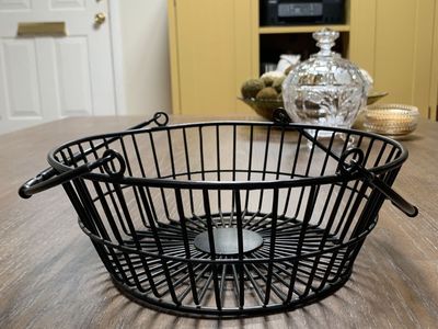 10” Black Metal Basket with Handles
