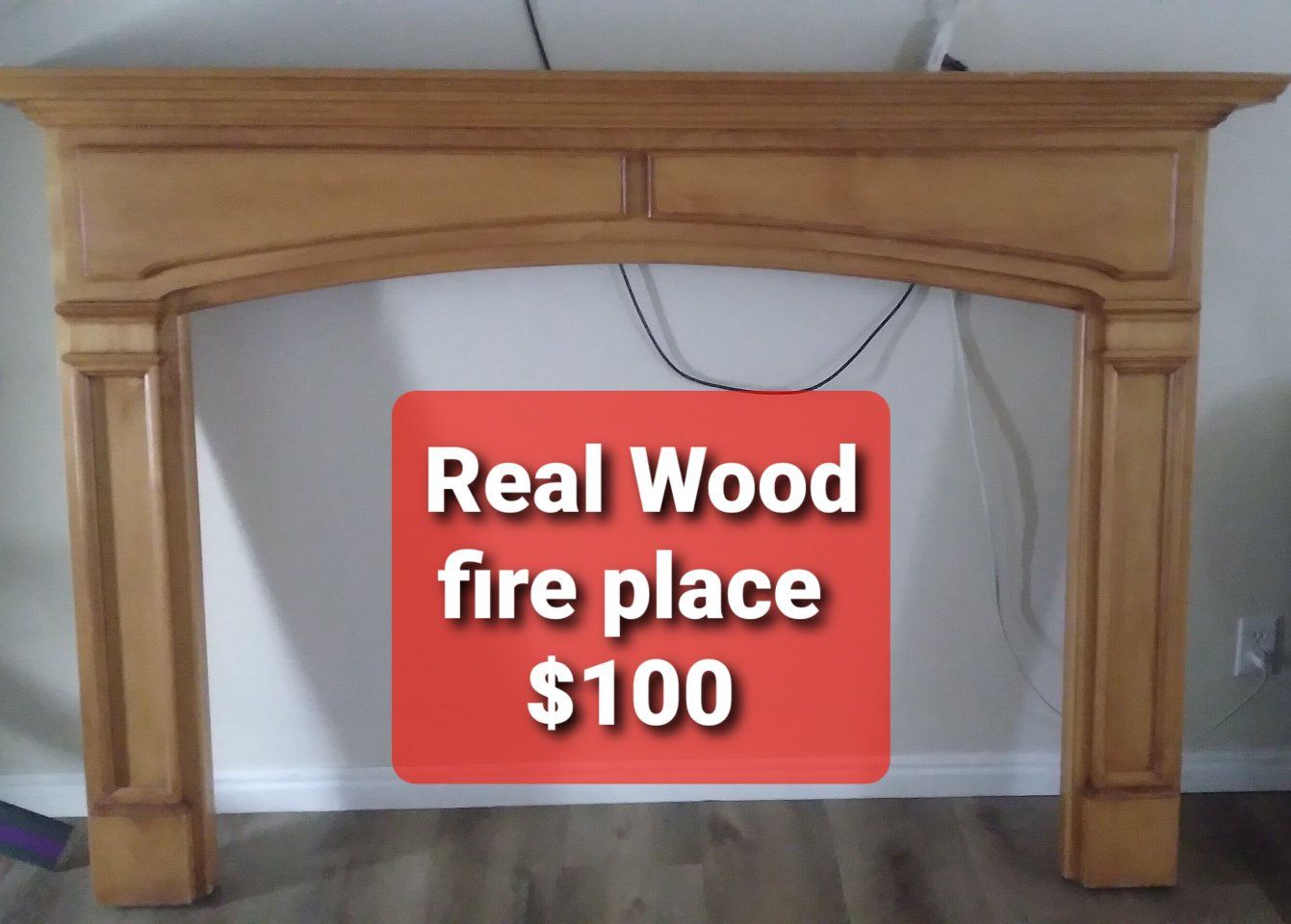 Real Wood Fireplace Mantle - Light Brown/Natural Finish - Decorative Fireplace Surround