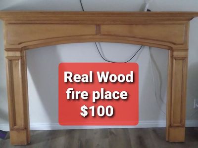 Real Wood Fireplace Mantle - Light Brown/Natural Finish - Decorative Fireplace Surround