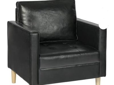 Faux Leather Accent Arm Chair Upholstered Comfy