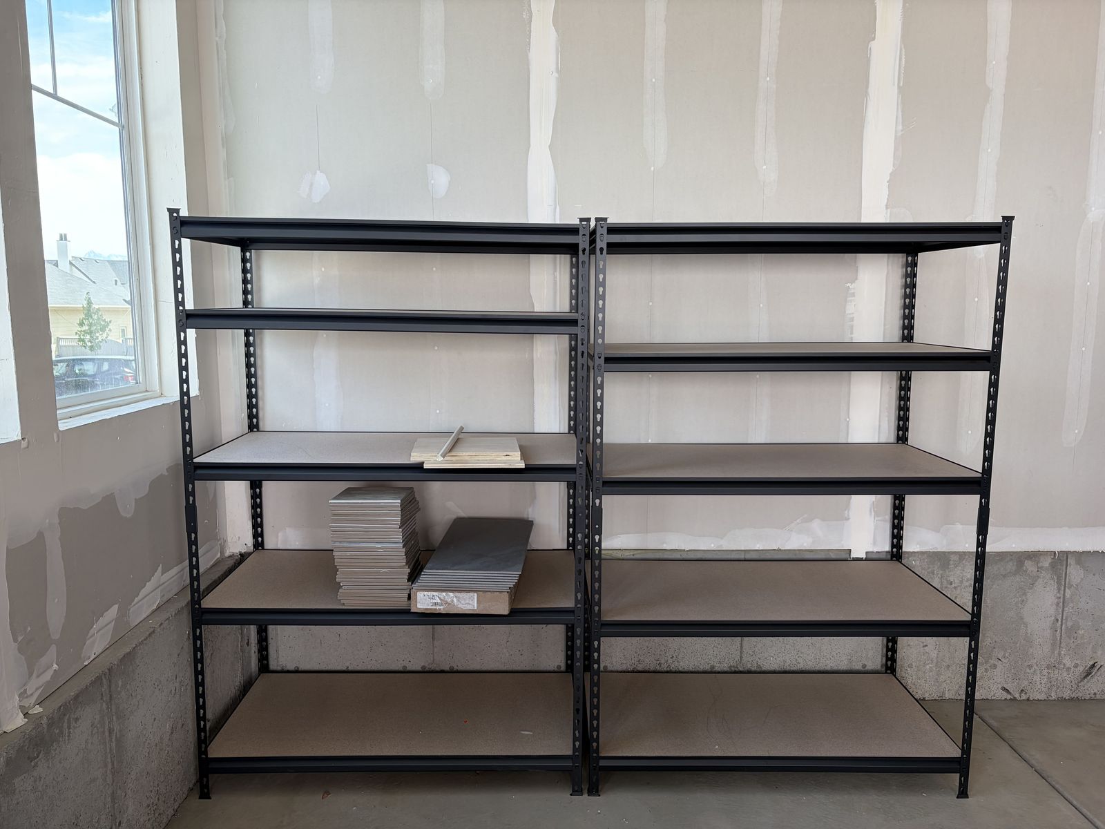 5-Tier Black Metal Garage Shelves