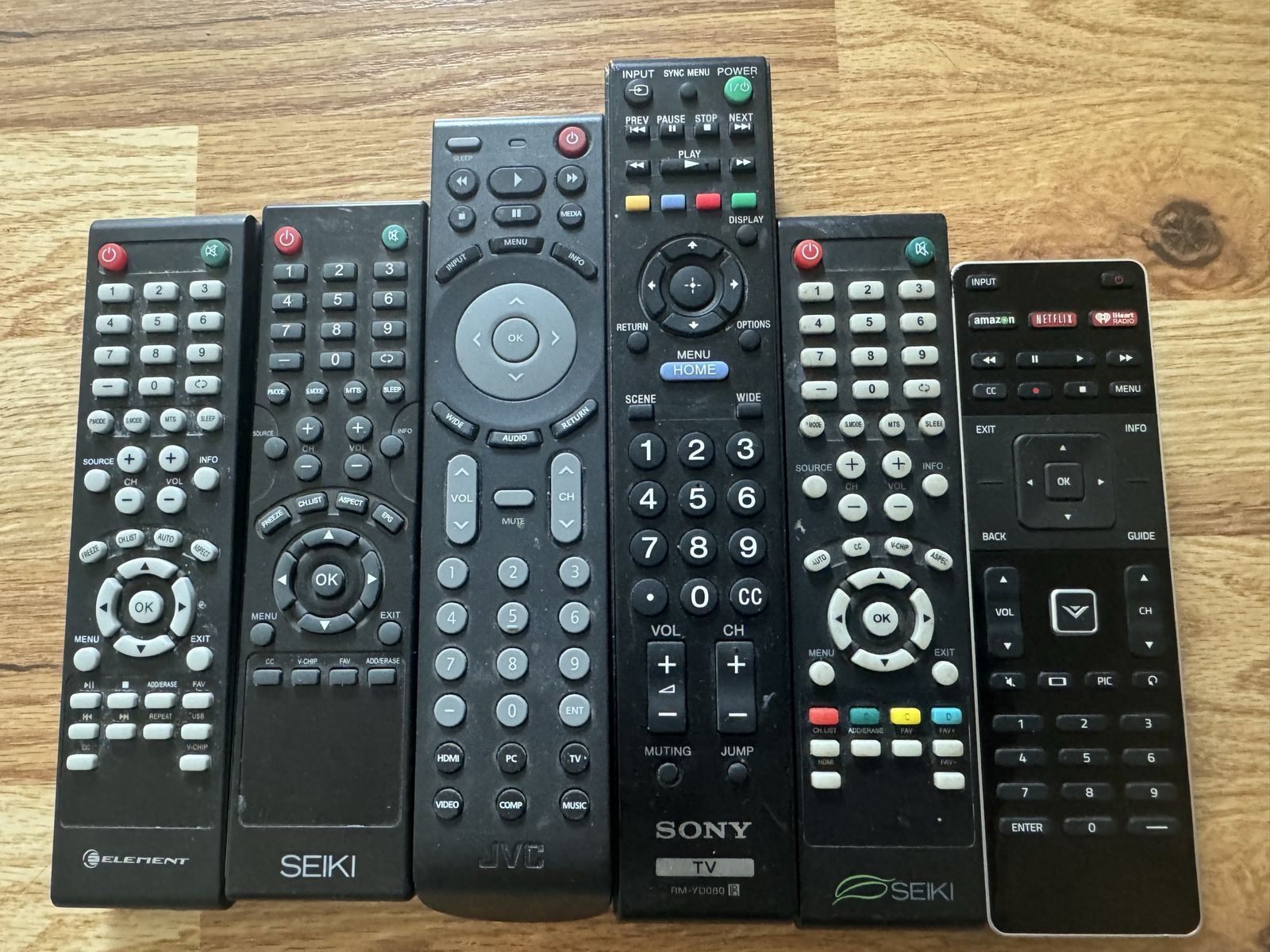 TV Remote Controls Lot of 7- Sony JVC Seiki Element Vizio, TCL