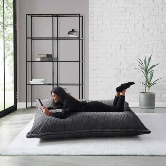 Large Gray Chevron Textured Beanbag Floor Pillow