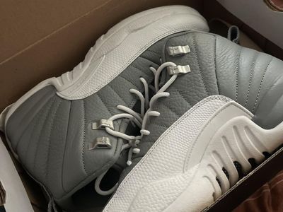 6.5 Grey and white Jordan 12 trainers