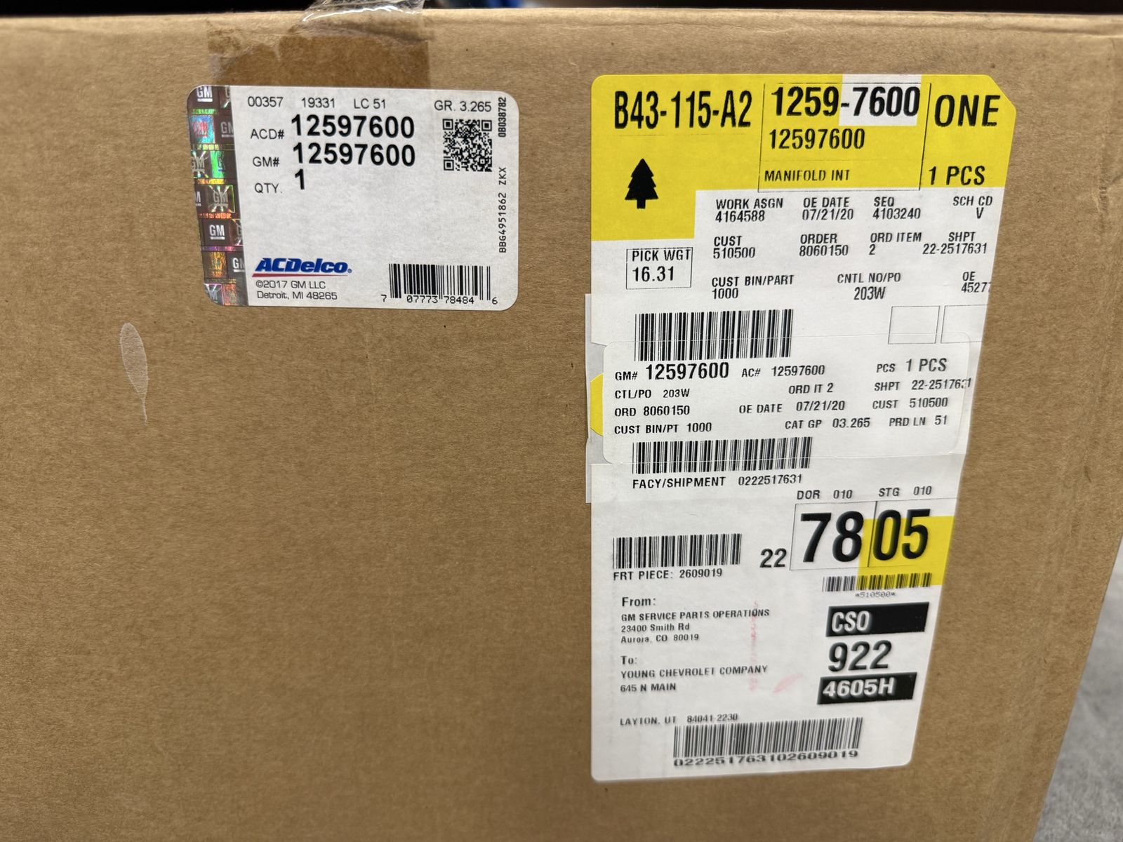 OEM IAM ACDelco 12597600 Intake Manifold - New in Box - GM 4.8 5.3 6.0