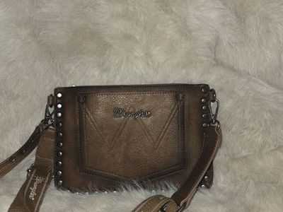 Wrangler Western Studded Crossbody Bag with Adjustable Strap - Brown