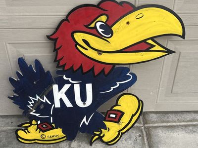 Vintage Kansas Jayhawk Mascot Sign