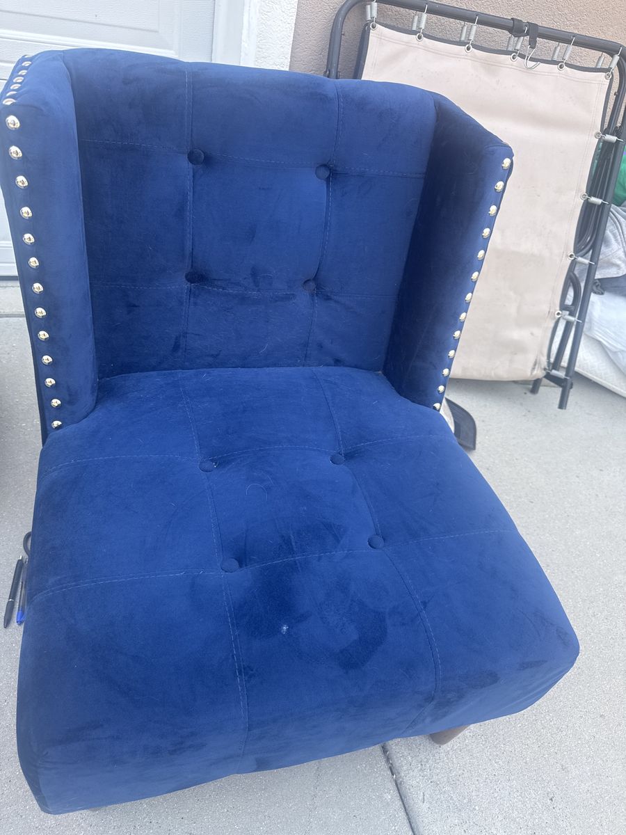Royal blue velvet chair