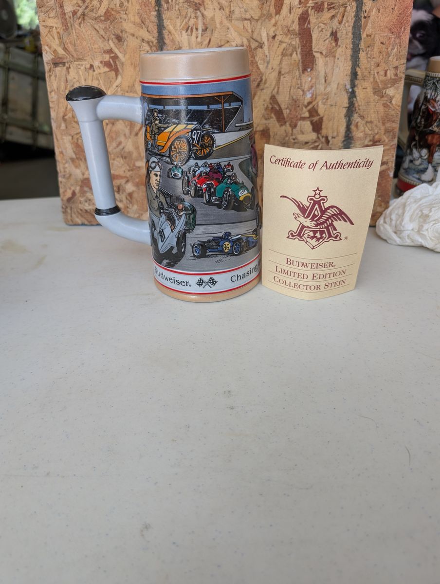 Budweiser Limited Edition Collector Stein Racing Theme with Certificate