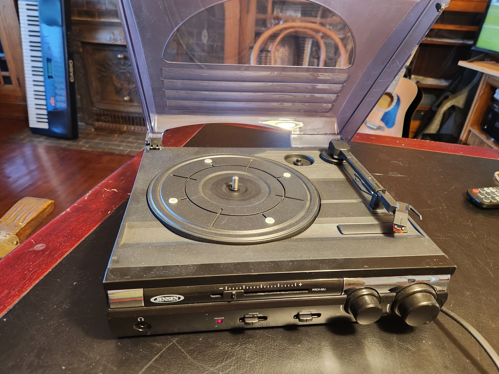 Jensen Model JTA-230 record turntable.  Works and sounds great.  Looks cool.  Needle is excellent.