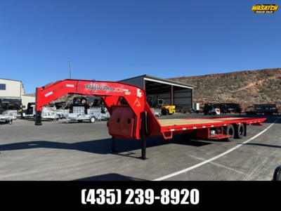 2026 RawMaxx 8.5 X 32 HTX/24K/TD/HYDBRAKE/HYDBRAKE//RUBY RED Flatbed Trailer