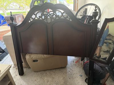 dresser, headboard and mirror.