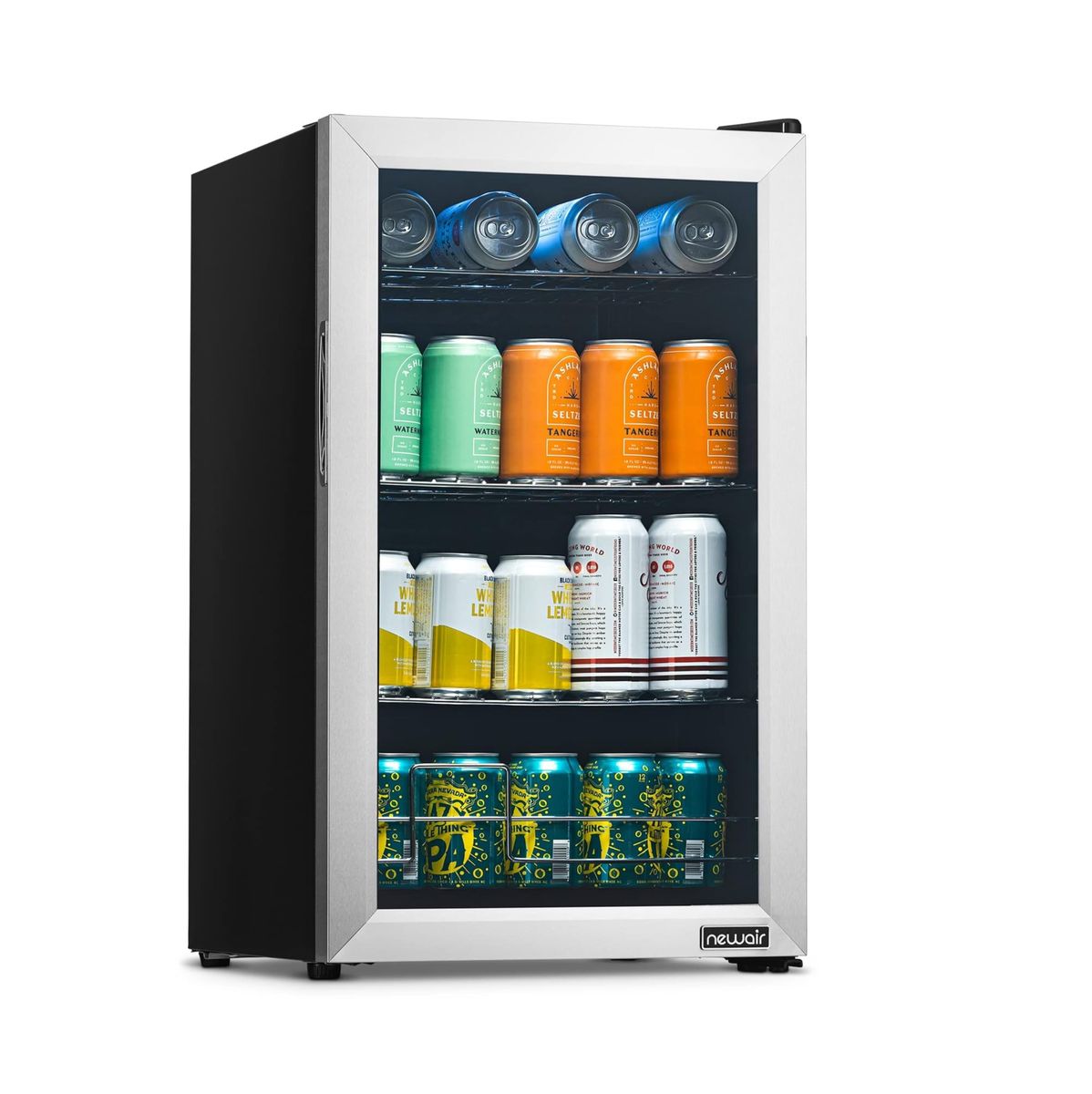 NEW NewAir Small Cooler 2.4 Cu. Ft. Mini Fridge for Bedroom in Stainless Steel, 100 Can Capacity