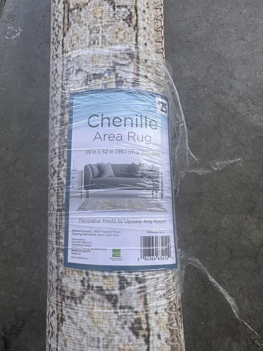 Apache Mills Chenille Area Rug 39" x 52" Wellesley Gold New