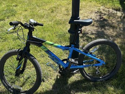 Raleigh Rowdy 20" Kids Mountain Bike - Blue/Green, 6-Speed, Front Suspension
