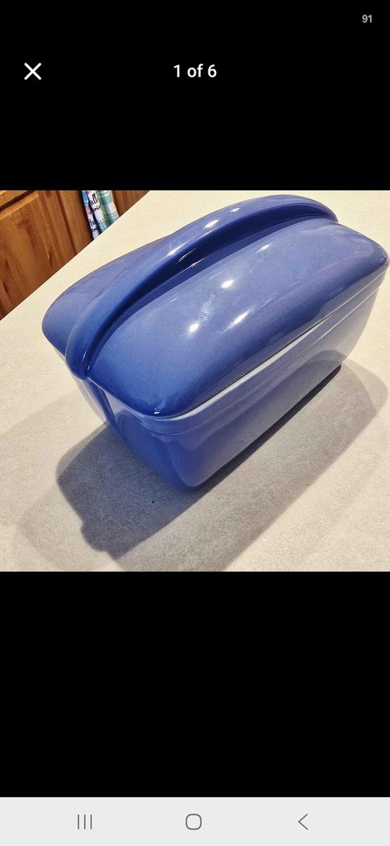 Hall China/Westinghouse #5074 Refridgerator Dish Art Deco Delphinium Blue 1930-40's