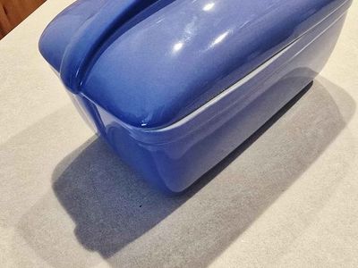 Hall China/Westinghouse #5074 Refridgerator Dish Art Deco Delphinium Blue 1930-40's