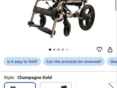 FS-Series Lightweight Folding Wheelchair Champagne Gold 18" Seat brand new still in box