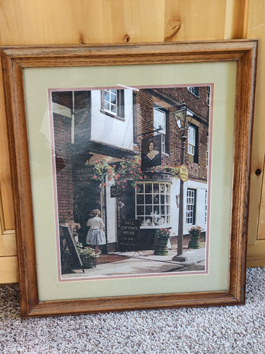 Vintage England Dufex Foil Art - Nell Gwynn's House - Solid Oak Frame