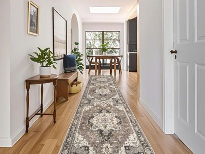 New! Washable Hallway 3x12 Runner Rug - Non-Slip Kitchen Entryway Rugs with Rubber Backing Vintage Soft Stain Resistant Carpet
