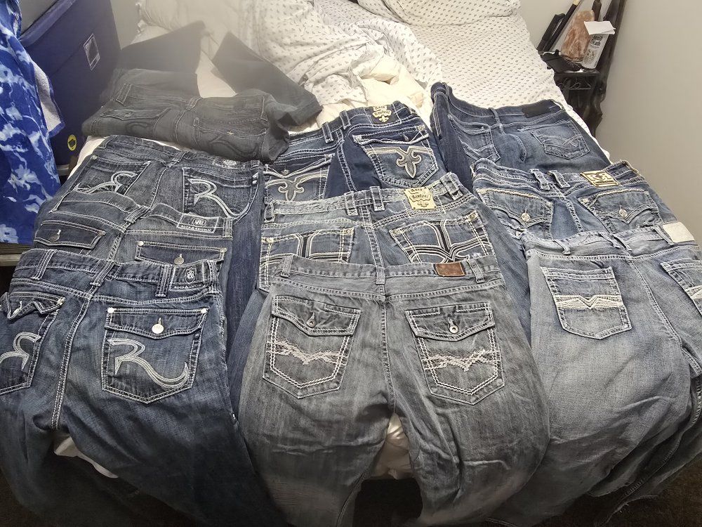Stylish Men's Jeans: Rock Revival and More - Bootcut, Relaxed, and Straight Styles, Waist 34, 36 & Other