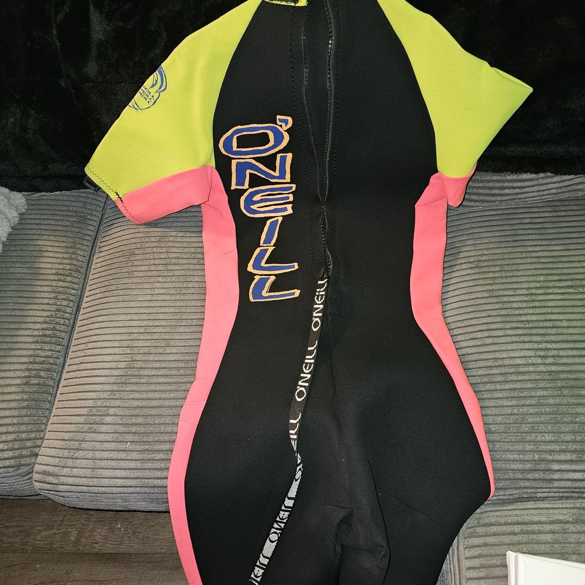 O'Neill Reactor Spring Wetsuit Women's Size M Shorty 2mm Pink Yellow Black Neoprene