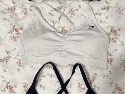 Gymshark Women's Ruched Sports Bras Lot of 3 - Size Small (Black, White, Navy)