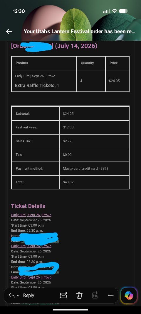 4x Utah Lantern Festival Early Bird Tickets (Sept 26, 2026, Provo) + 1 Raffle Ticket