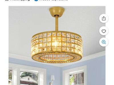 NEW 18” Modern Crystal Cage Ceiling Fan with Light