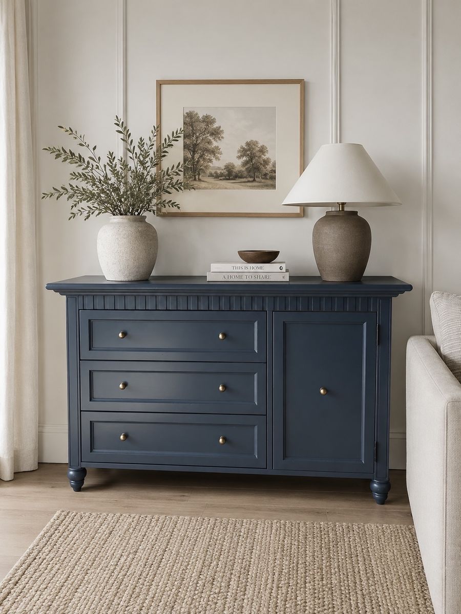 Classic slate navy blue dresser console/buffet