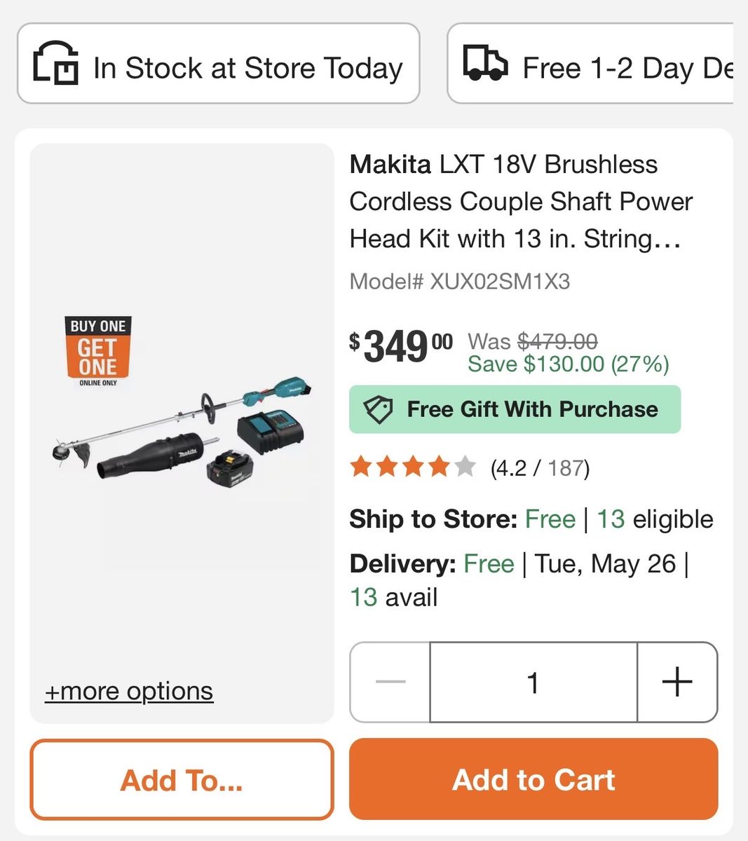 Makita 18V (1x18) trimmer with Blower attachment.
