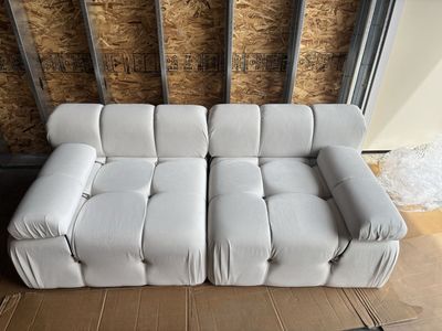 Square Arm Velvet 2 Piece Modular Free Combination Sectional Sofa