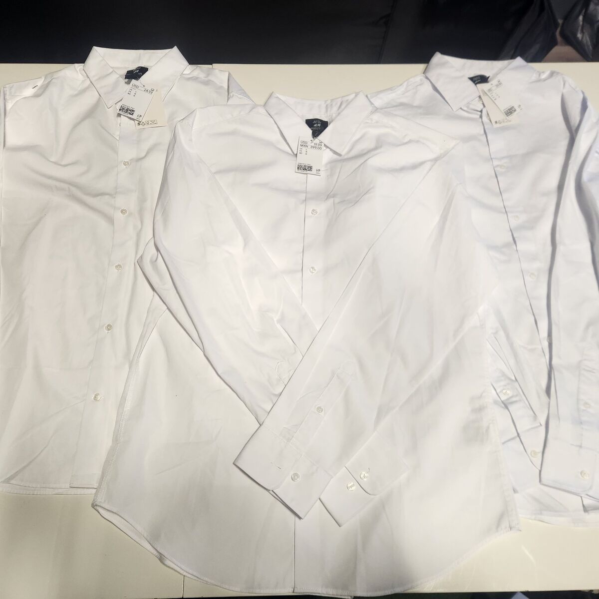 New H&M Mens Large White Dress Shirts – Slim & Reg