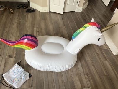 Inflatable Unicorn Pool Float with Storage Bag