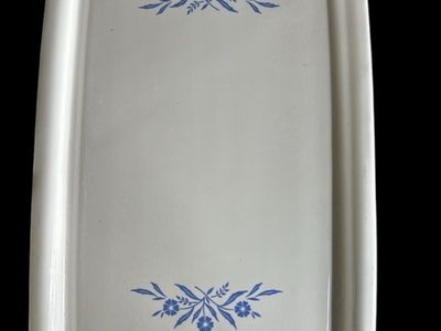 Corning Ware P-35-B Broil & Bake Tray White w/ Blue Cornflower Floral Design Made in USA