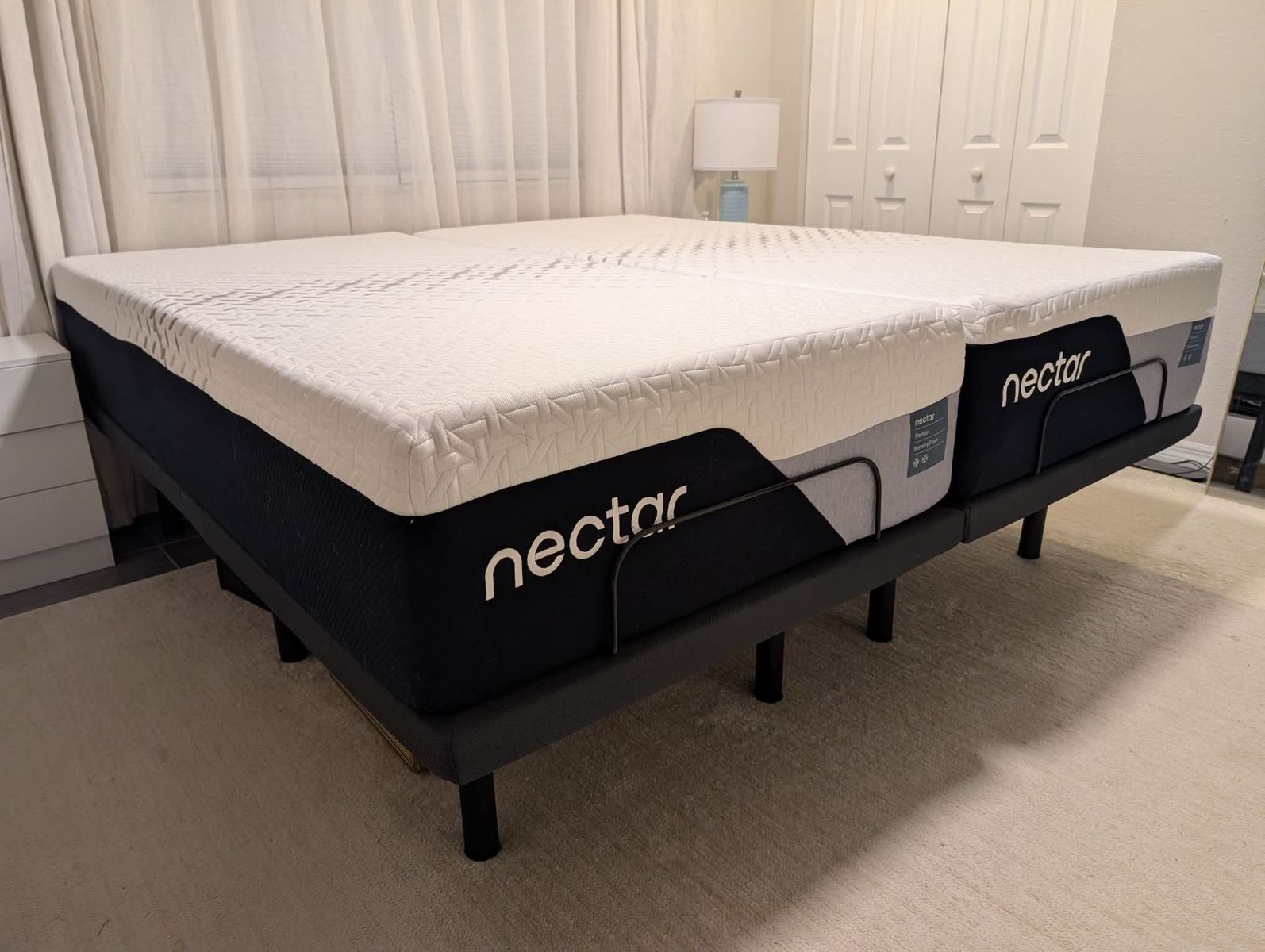 Nectar Premier Memory Foam, Split King, With Adjustable Base, Like New, Excellent Condition