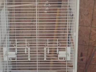 Large White Metal Bird Cage with Play Top