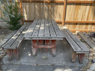 8 ft Wooden Picnic Table w/ 2 benches