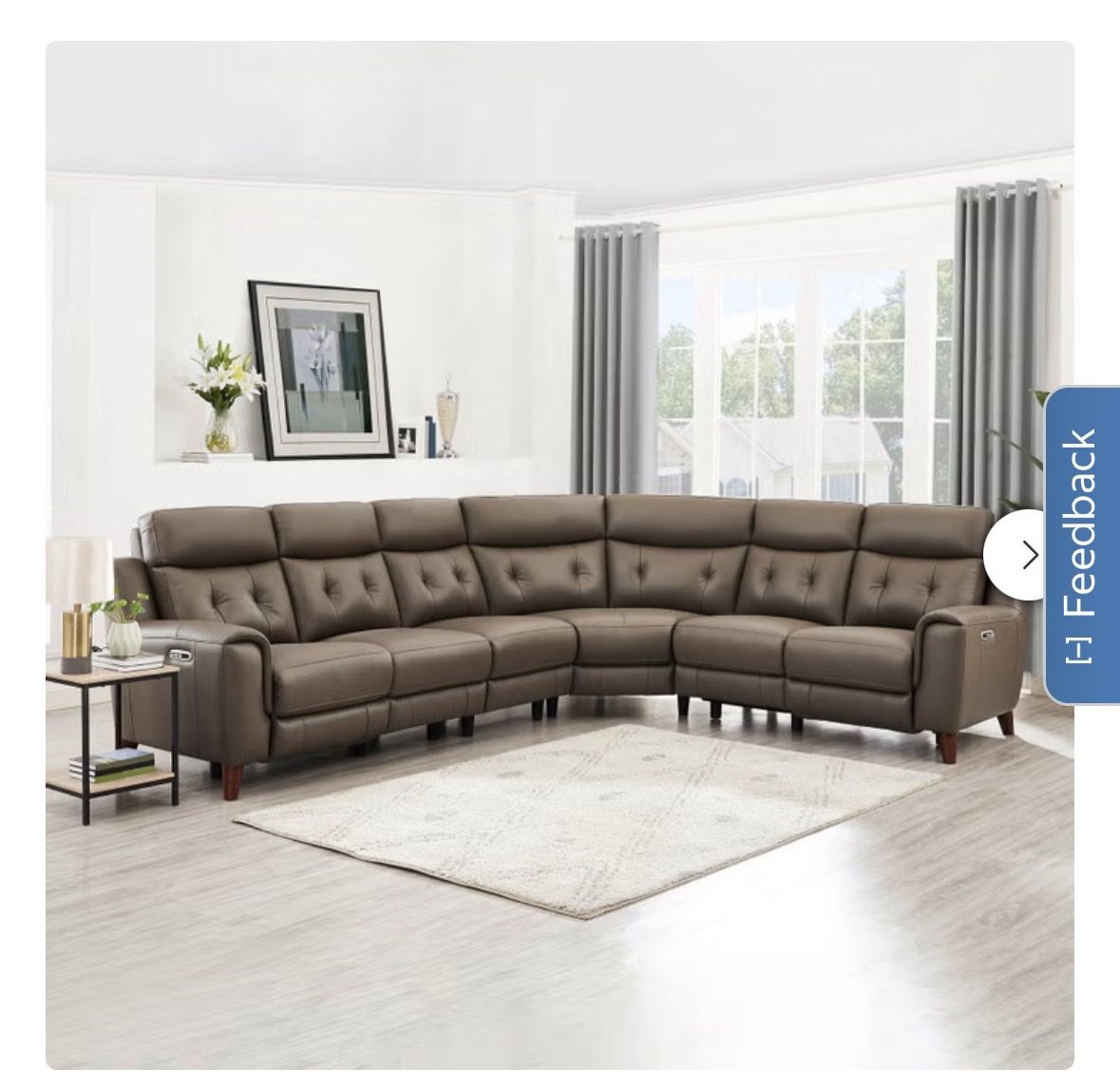 Leather Power Reclining Sectional with Power Headrests and charging ports
