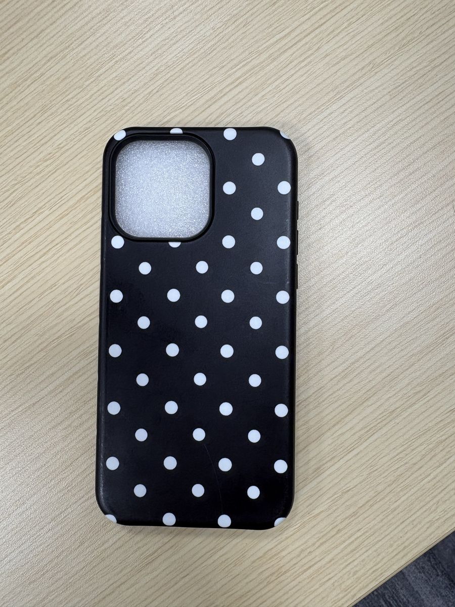 iPhone 15 pro max Black and White Polka Dot Protective Phone Case