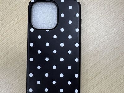 iPhone 15 pro max Black and White Polka Dot Protective Phone Case