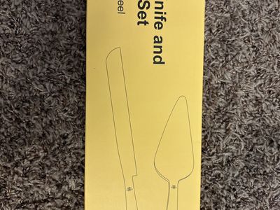 GOLD Stainless Steel Cake Knife and Server Set - used once