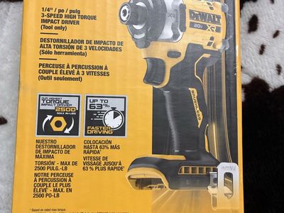 DEWALT XR DCF860B 20V MAX 1/4" Brushless Cordless 3-Speed Impact Driver (Tool Only)