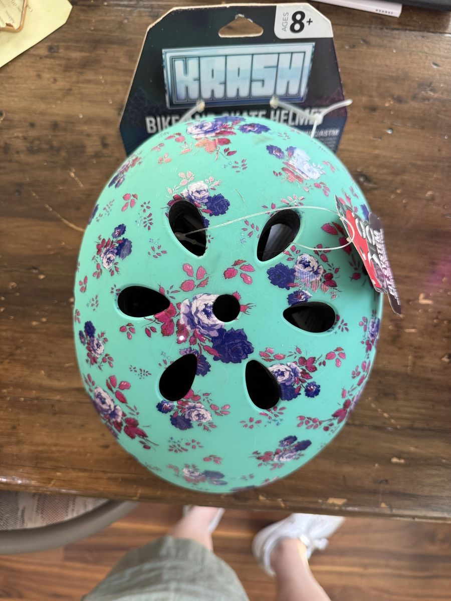 KRASH Floral Teal Bike & Skate Helmet, Ages 8+, 54-58cm