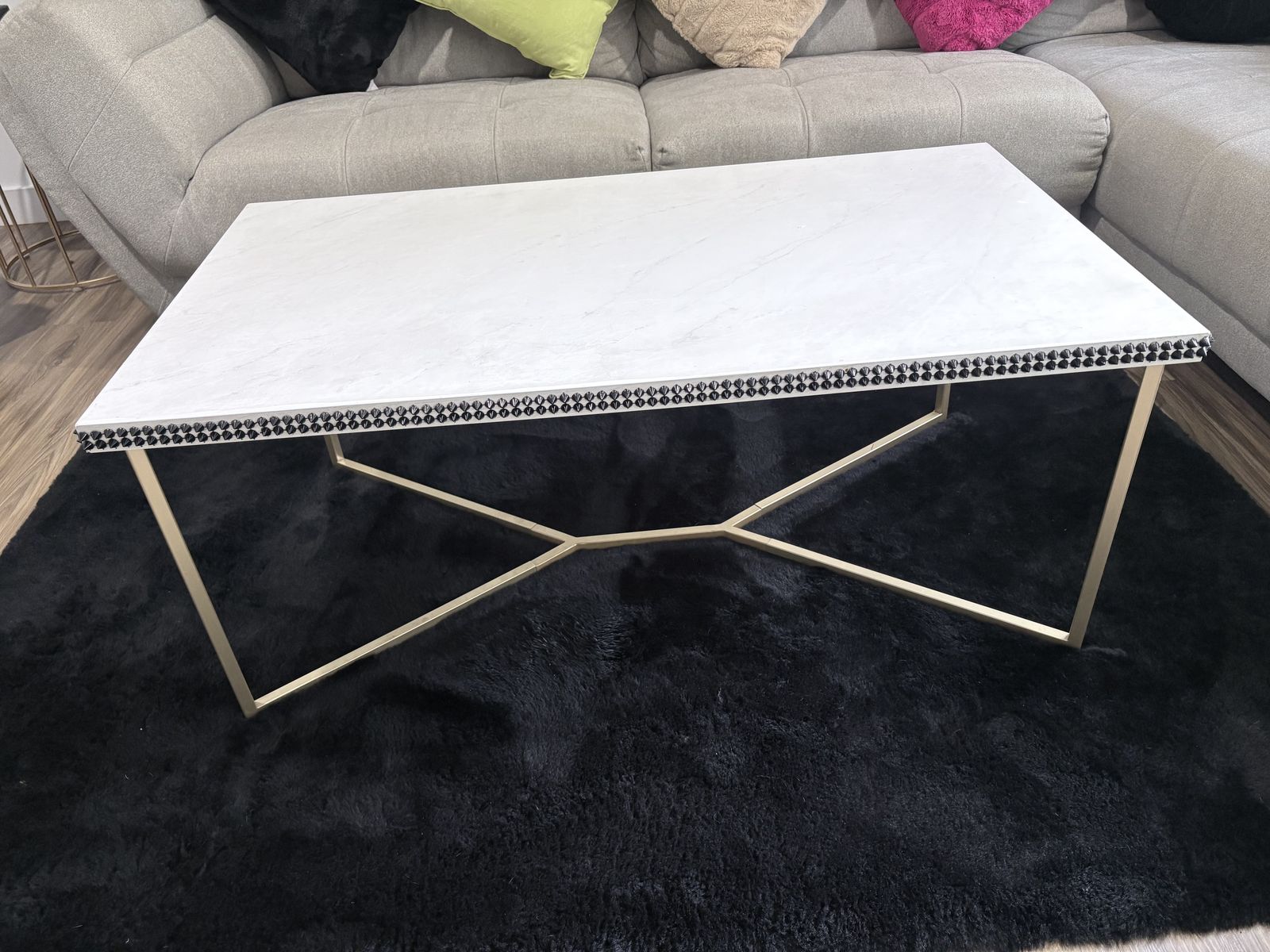 White & Gold Studded Coffee Table