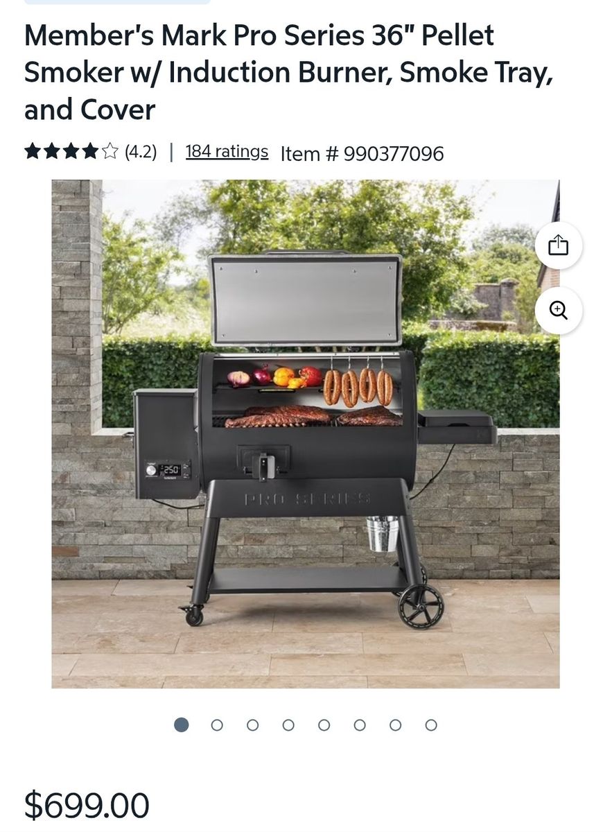 Member's Mark Pro Series 36" Pellet Smoker w/ Induction Burner & Smoke Tray